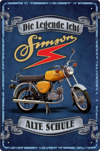 Blechschild Simson - Die Legende lebt - Alte Schule