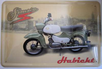 Blechschild Motorradwerk Zschopau 4er MZ (grau) | 20x30cm