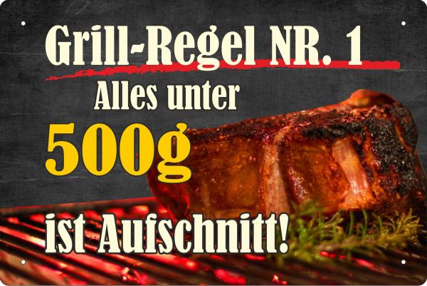 Blechschild Grill-Regel Nr. 1