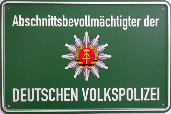 Blechschild Abschnittsbevollmächtigter der deutschen Volkspolizei