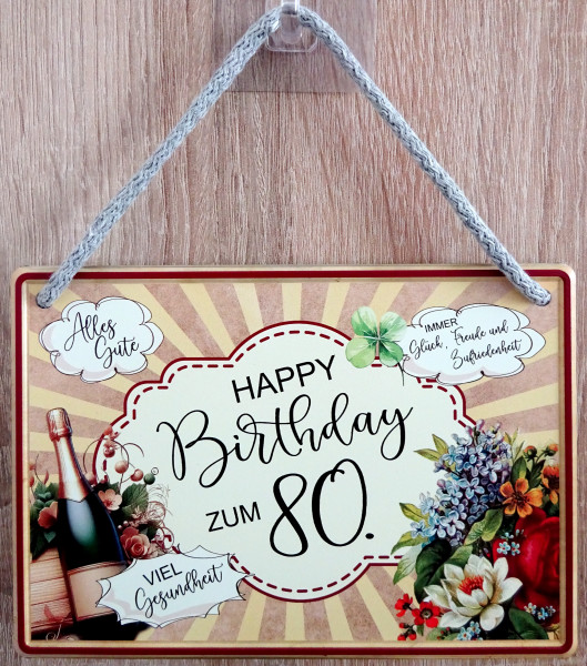 Hängeschild - Happy birthday zum 80. Geburtstag