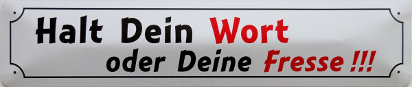 Straßenschild Halt dein Wort oder deine Fresse