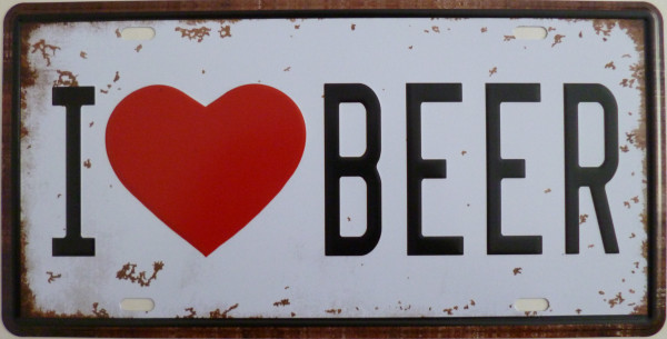 Blechschild 15x30cm - I love beer