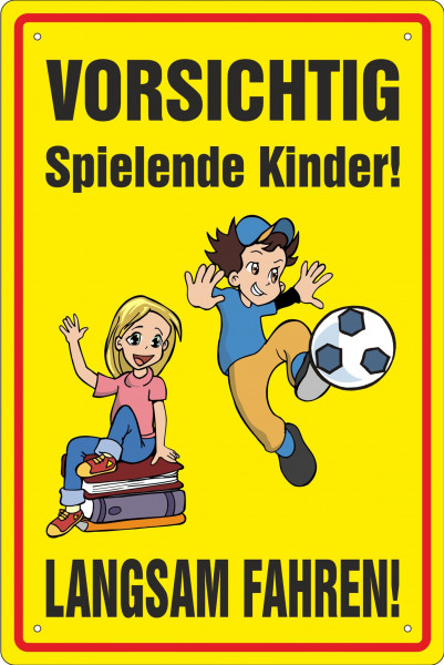 Blechschild Vorsicht - spielende Kinder