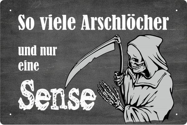 Blechschild So viele Arschlöcher und nur eine Sense