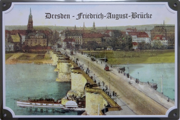 Blechschild 20x30cm - Dresden - Friedrich-August-Brücke