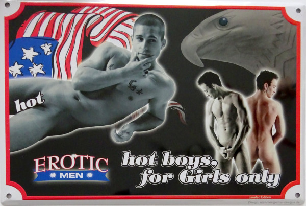 Blechschild 20x30cm - Erotic Men - hot boys for girls only
