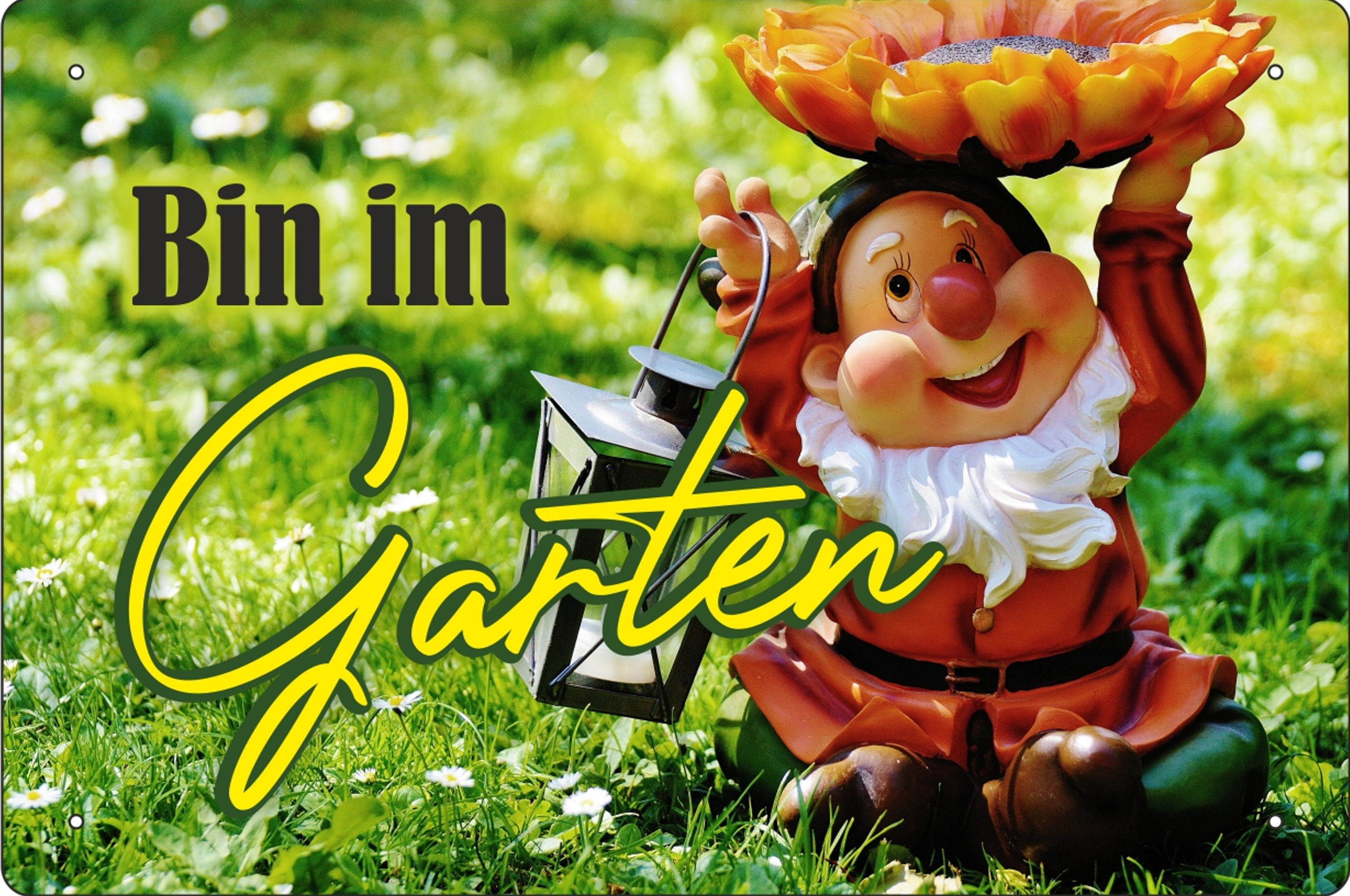 Blechschild Bin im Garten 20x30cm Blechschilder Wanka Robby Groß