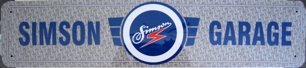 Straßenschild Simson Garage (grau)