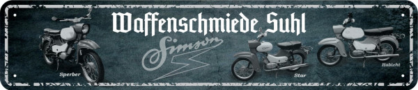 Straßenschild Waffenschmide Suhl (Sperber / Star / Habicht)