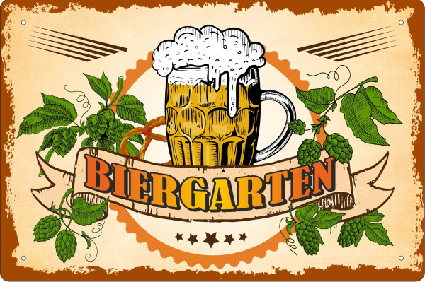 Blechschild Biergarten