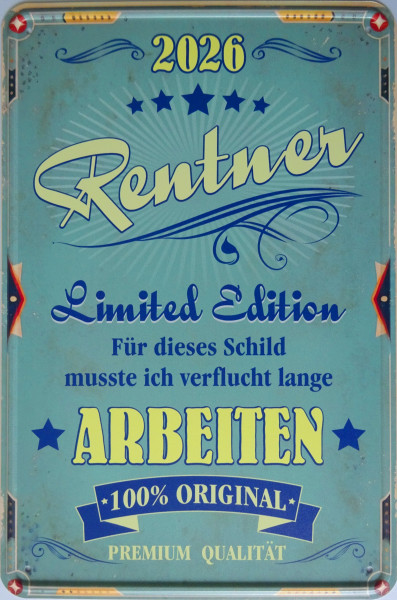 Blechschild Rentner 2026
