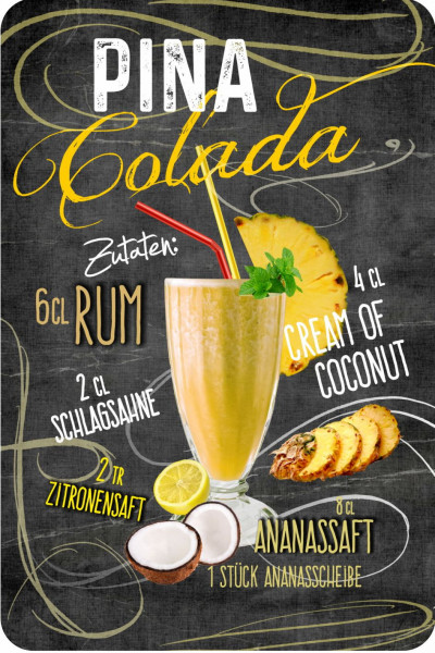 Blechschild Pina Colada