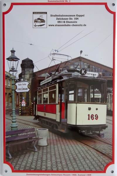 Blechschild 20x30cm - Straßenbahn Museum Chemnitz Nr. 1