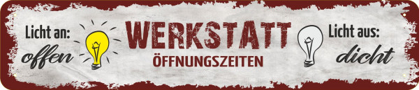 Straßenschild Werkstatt Öffnungszeiten