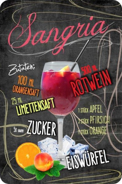 Blechschild Sangria