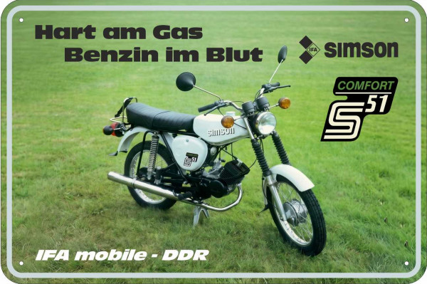 Blechschild Simson S51 Comfort IFA Mobile DDR