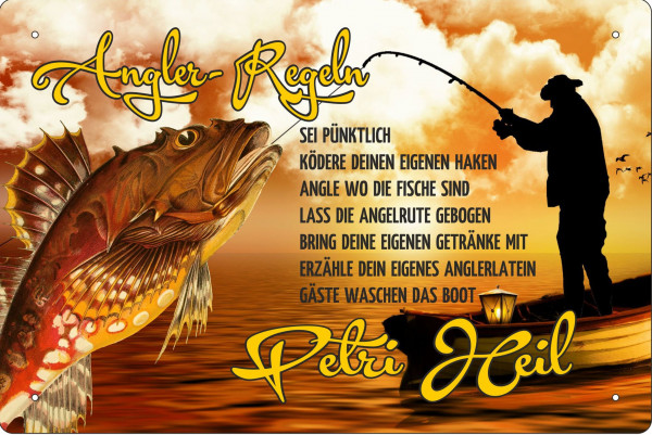 Blechschild Angler-Regeln