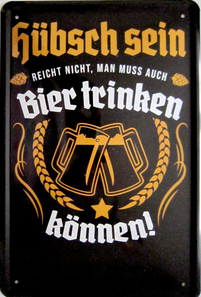 Blechschild 20x30cm - Hübsch sein reicht nicht - auch Bier trinken