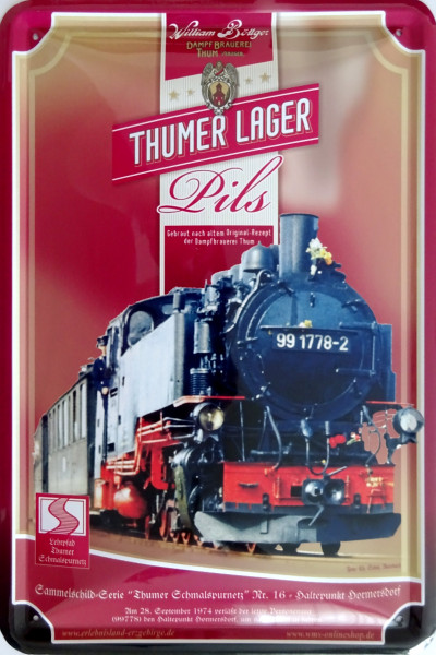 Blechschild Thumer Lager Lok Nr. 16