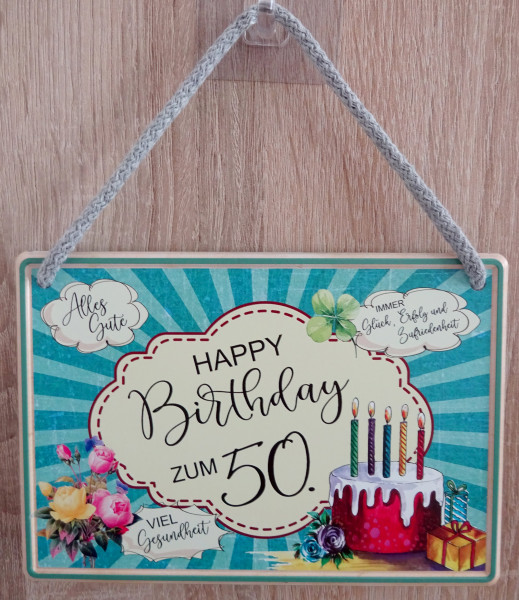Hängeschild - Happy Birthday um 50. Geburtstag
