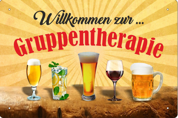 Blechschild Willkommen zu Gruppentherapie