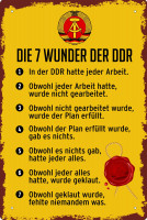 Blechschild Die 7 Wunder der DDR Blechschild Die 7 Wunder der DDR