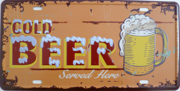 Blechschild 15x30cm - Cold beer served here