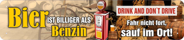 Straßenschild Bier ist billiger als Benzin