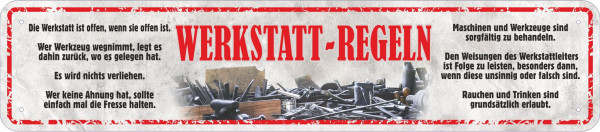 Straßenschild Werkstatt Regeln