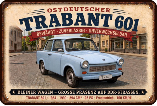 Blechschild Trabant 601 - kleiner Wagen - große Präsenz