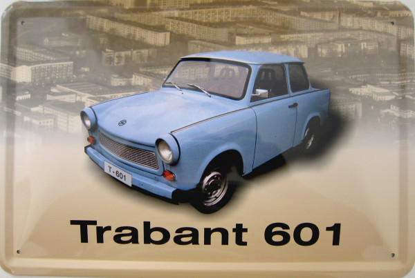 Blechschild Trabant 601 hellblau