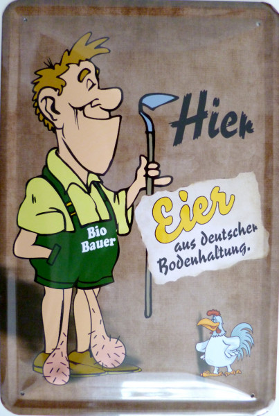 Blechschild Bio-Eier Bodenhaltung