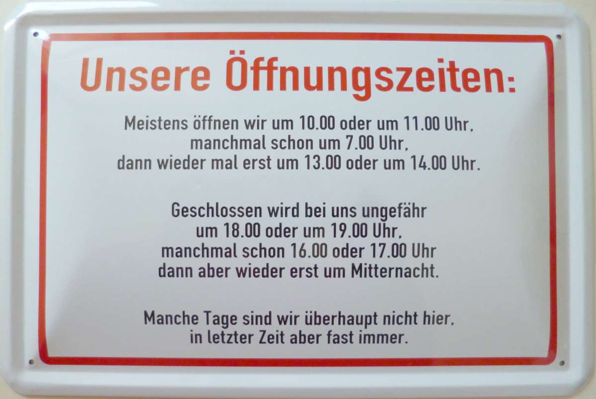 Blechschild Unsere Öffnungszeiten 20x30cm Blechschilder Wanka