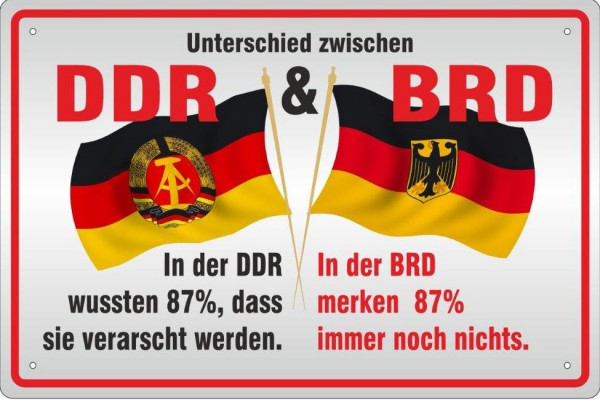 Blechschild Unterschied zwischen BRD & DDR
