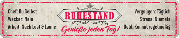 Straßenschild Urkunde Ruhestand