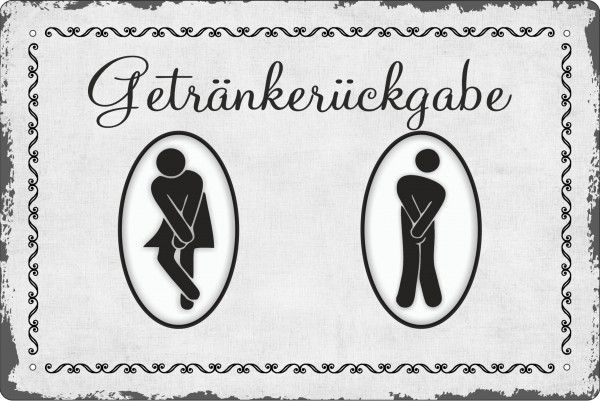 Blechschild Getränkerückgabe