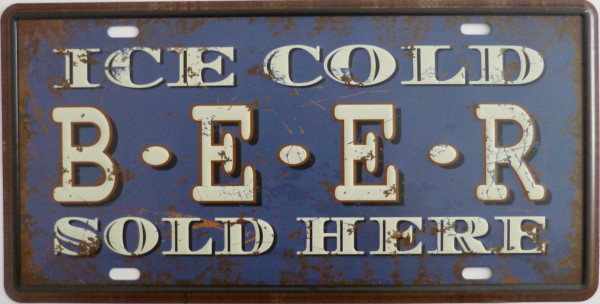 Blechschild 15x30cm - Ice cold beer sold here