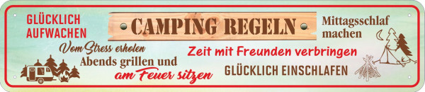 Straßenschild Camping Regeln