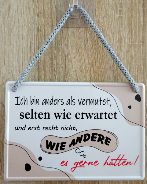 Hängeschild - Ich bin anders als vermutet erst recht nicht wie andere es erwarten