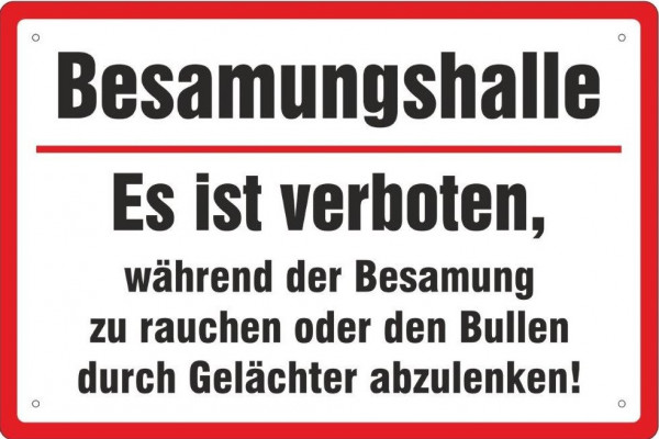 Blechschild Besamungshalle