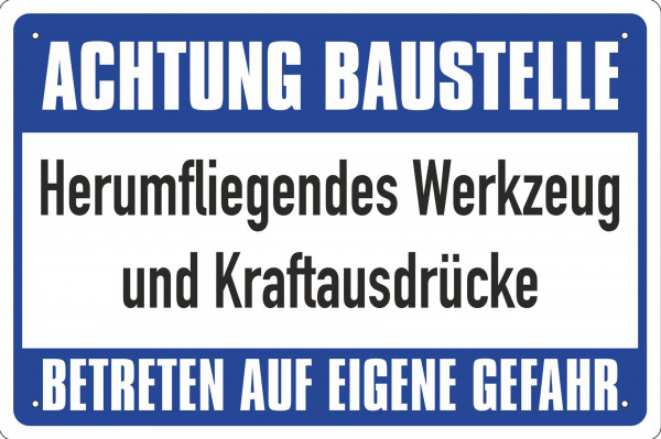 Blechschild Achtung Baustelle