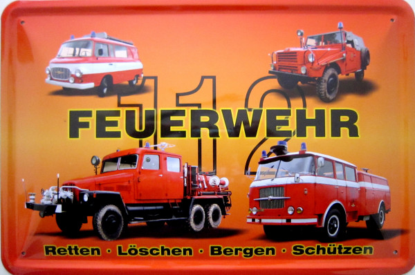 Blechschild Feuerwehr 4er rot B1000 Jeep G5 Skoda