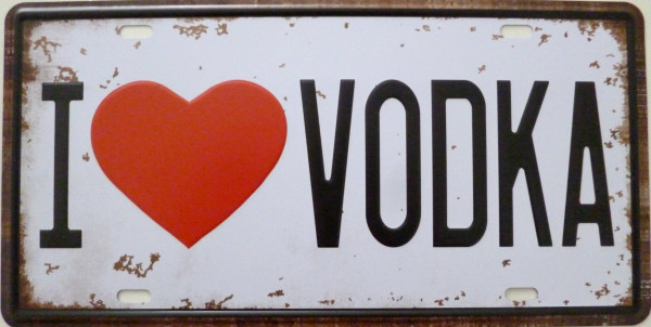 Blechschild 15x30cm - I love Vodka