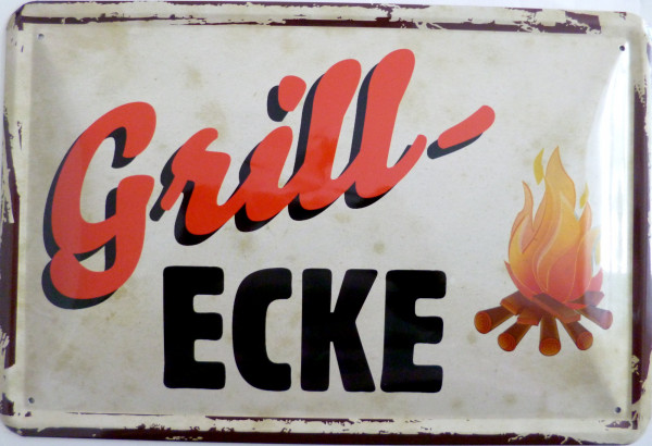 Blechschild Grillecke vintage