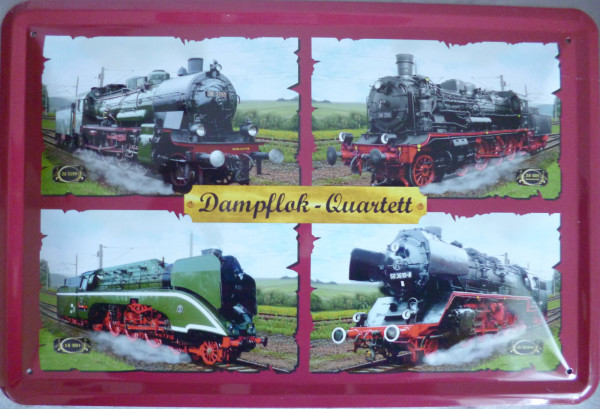 Blechschild Dampflok-Quartett